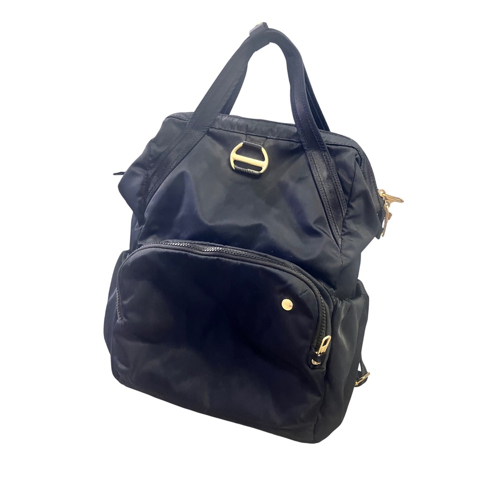 Pacsafe CitySafe CX2 Black Anti-Theft Nylon Backpack Tote Laptop Sleeve Gold